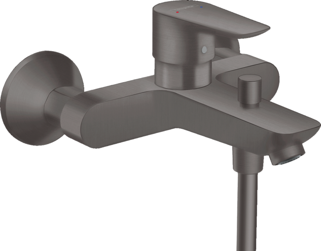 Single lever manual bath mixer for exposed installation