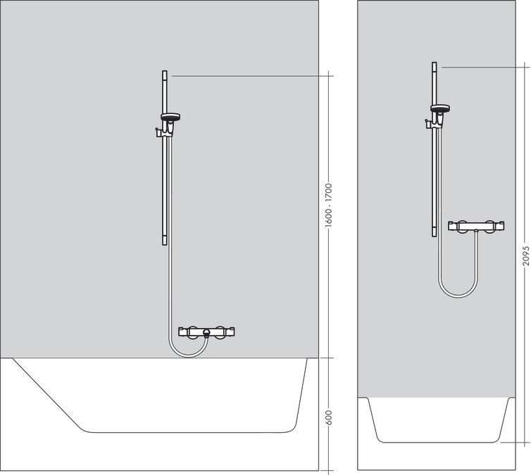 Crometta Shower system 100 Vario with Ecostat 1001 CL thermostatic mixer and shower rail 65 cm