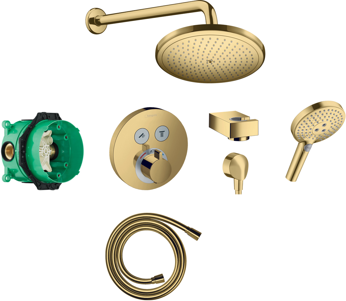 Round Select concealed valve with Croma (280) overhead and Select hand shower