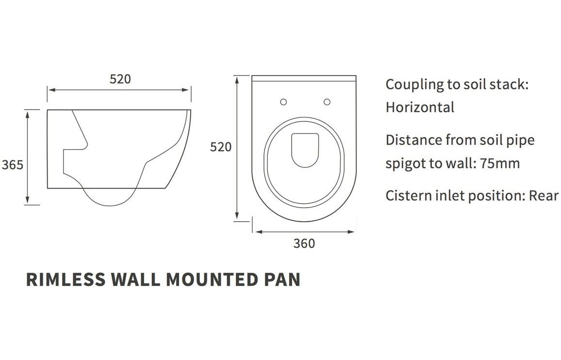 Colins Rimless Wall Hung WC & S/C Seat