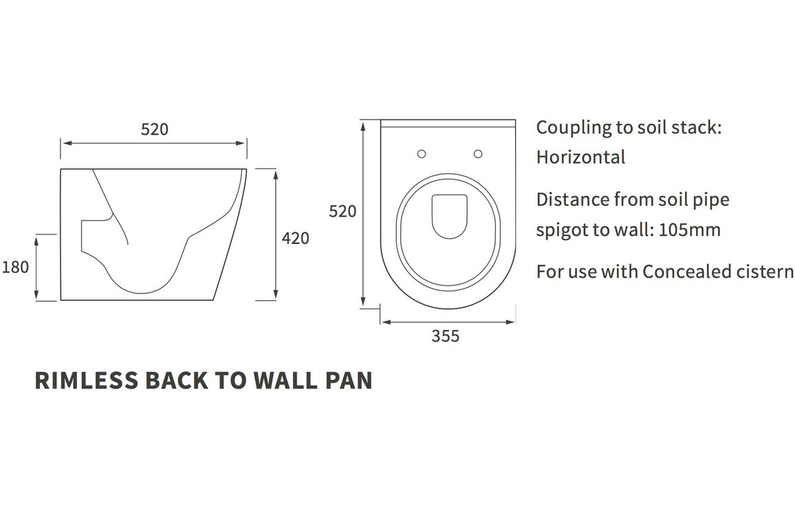 Colins Rimless Back To Wall WC & S/C Seat