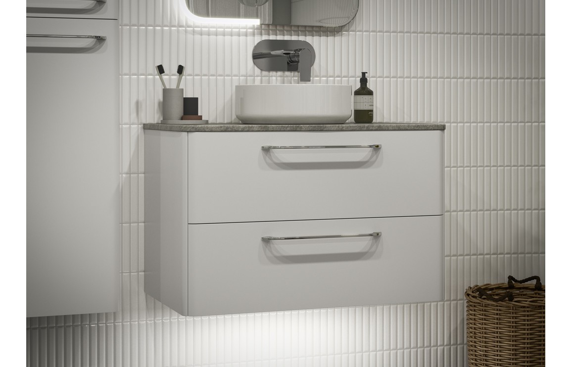 Alpo 810mm 2 Drawer Wall Unit & Basin - White Gloss