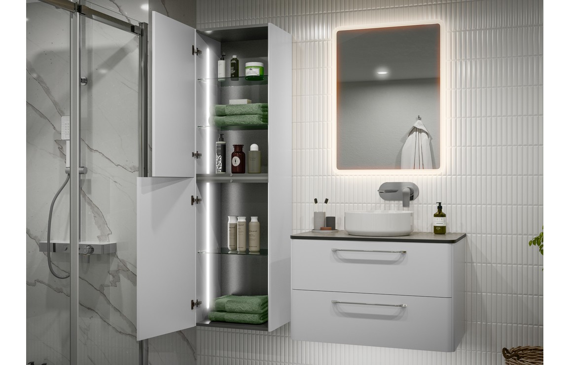 Alpo 810mm 2 Drawer Wall Unit & Basin - White Gloss