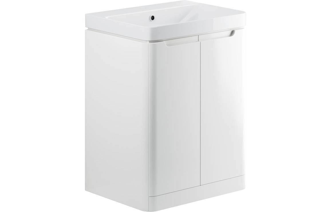 Grove 600mm 2 Door Floor Standing Basin Unit - White Gloss