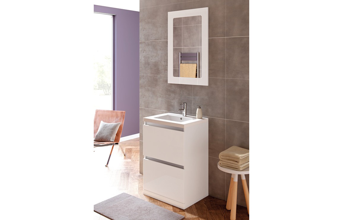 Kane 615mm 2 Drawer Floor Standing Basin Unit Inc. Basin - White Gloss