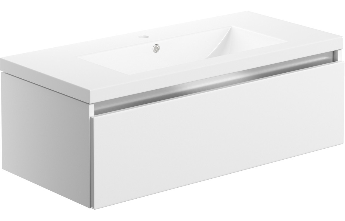 Kane 815mm 1 Drawer Wall Hung Basin Unit Inc. Basin - White Gloss