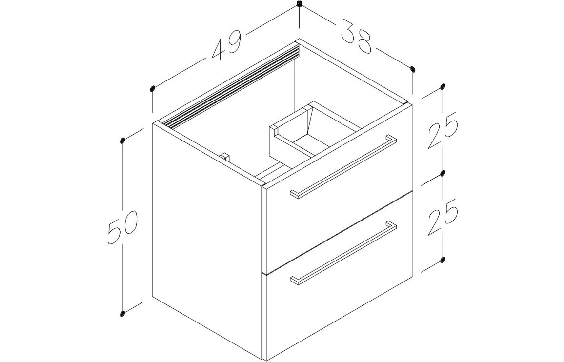 Carlo 510mm Wall Hung 2 Drawer Basin Unit w/Basin - White Gloss