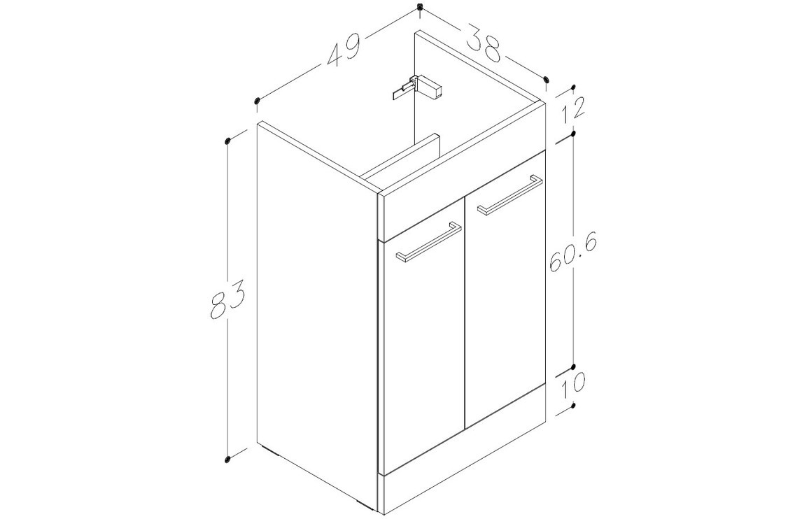 Carlo 510mm Floor Standing 2 Door Basin Unit w/Basin - White Gloss