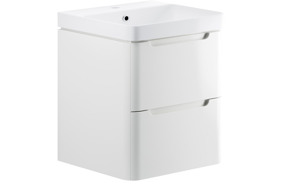 Grove 600mm 2 Drawer Wall Hung Basin Unit - White Gloss