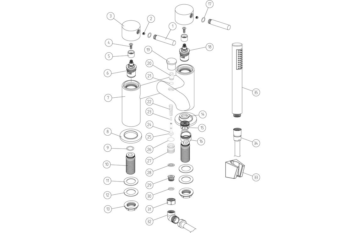 Scheme Bath Shower Mixer - Brushed Brass