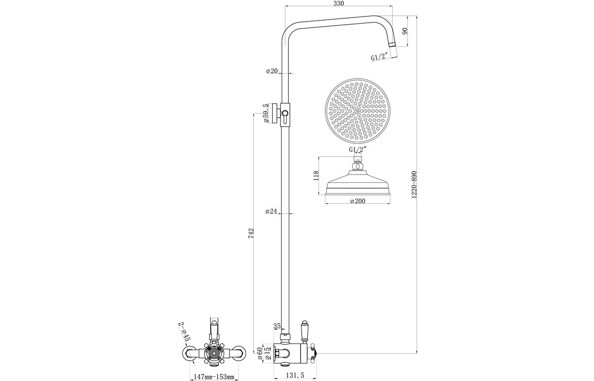 Bella Shower Pack Two - Concentric Single Outlet Shower Valve & Overhead Kit - Chrome