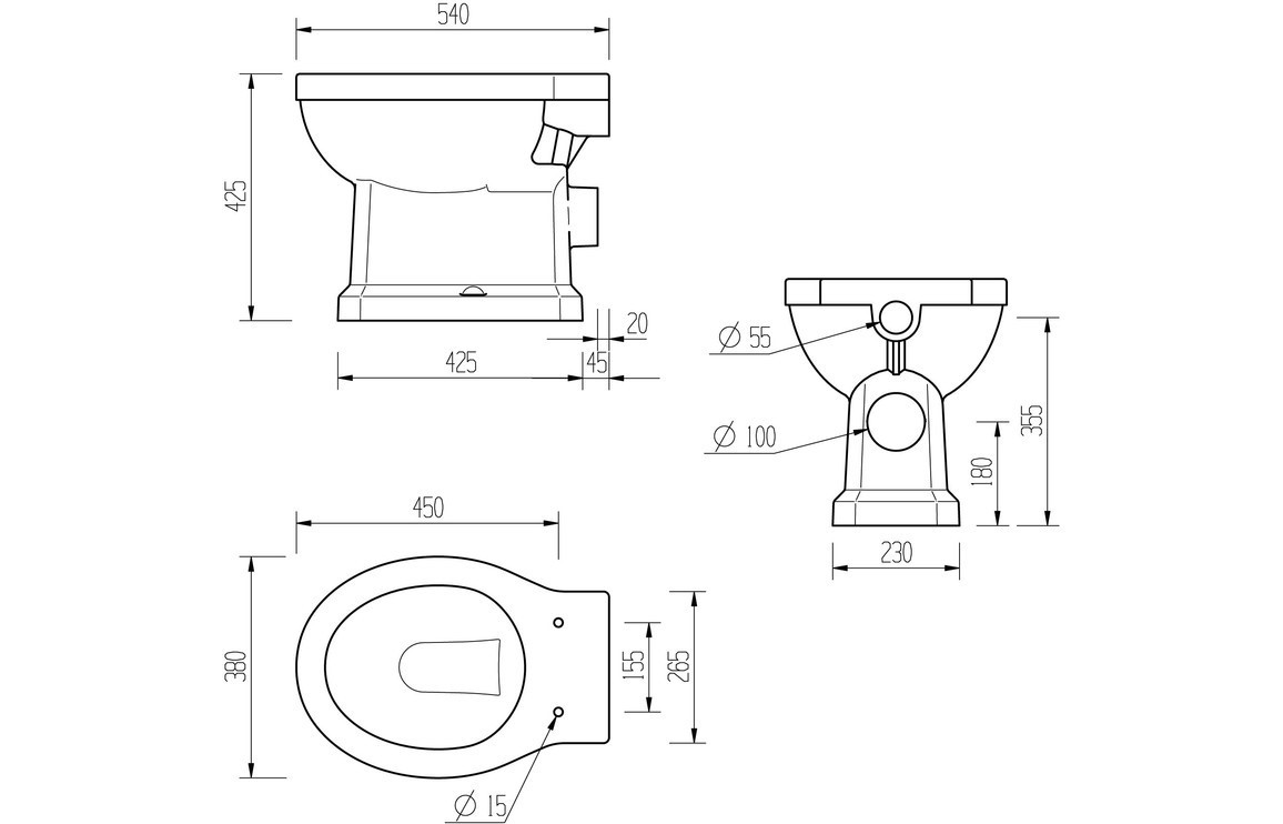 Penge High Level WC w/Brushed Brass Finish & Soft Close Seat