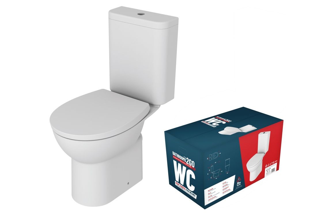 2Go Close Coupled Rimless WC & Soft Close Seat