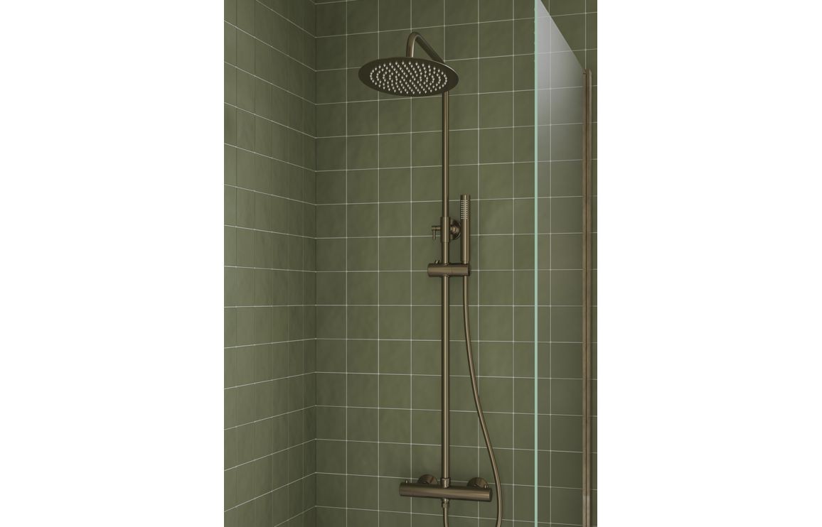 Barley Round Thermostatic Bar Mixer w/Riser Kit - Brushed Bronze