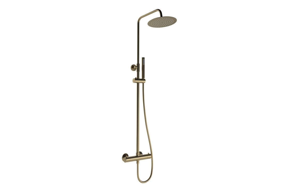 Barley Round Thermostatic Bar Mixer w/Riser Kit - Brushed Bronze
