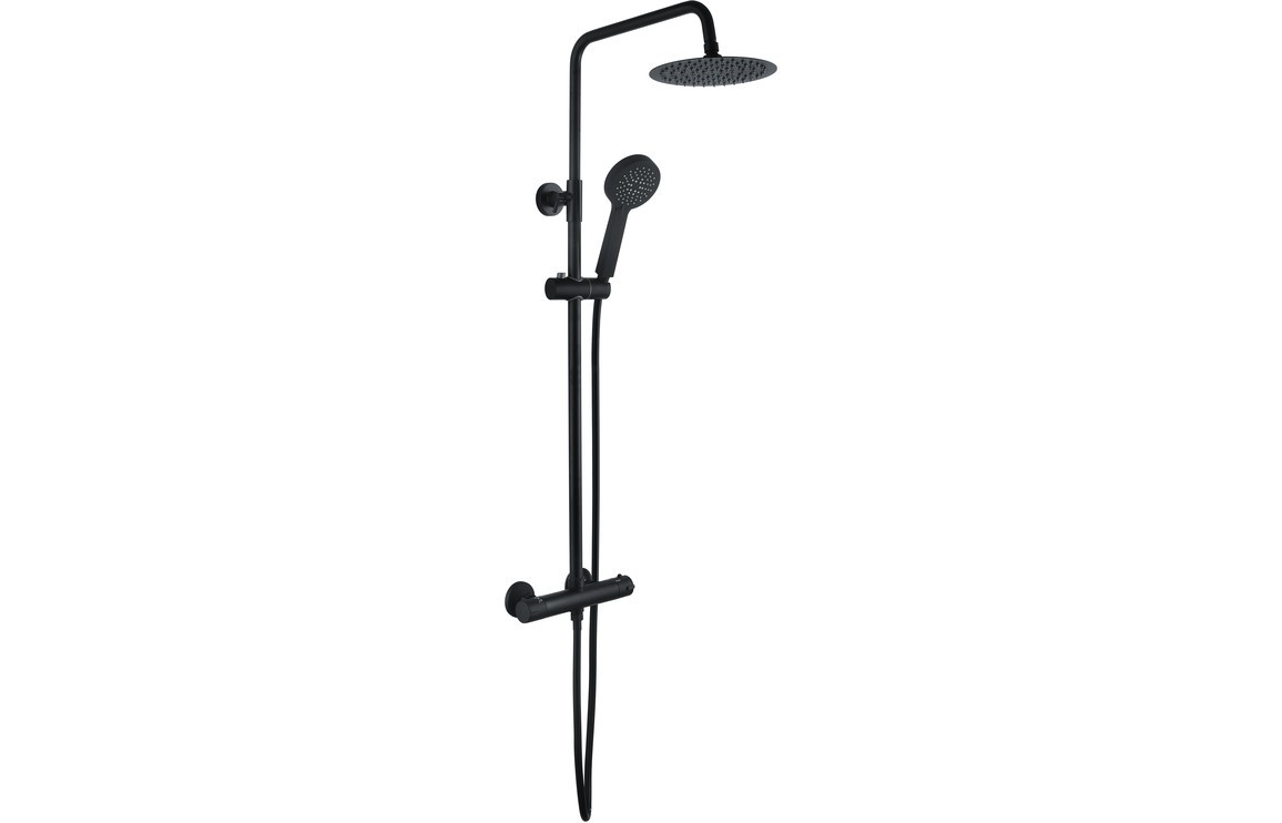 Round Thermostatic Bar Mixer W/riser Kit - Matt Black