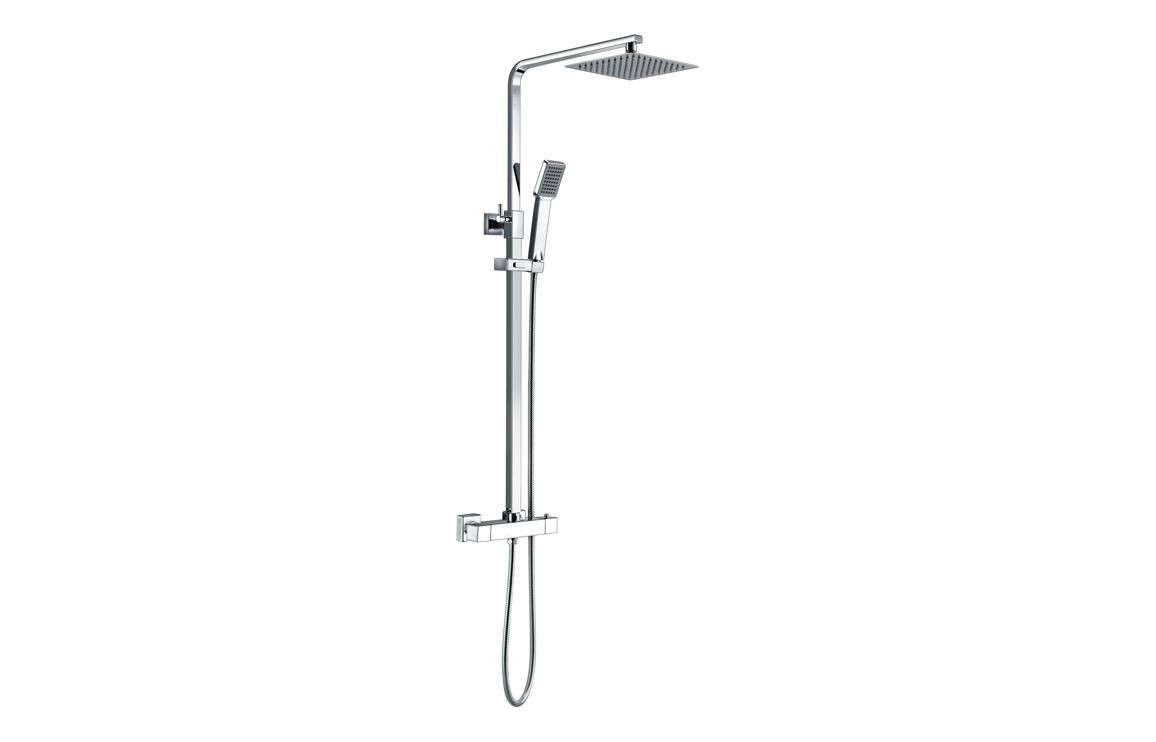 Square Thermostatic Bar Mixer W/riser Kit - Chrome